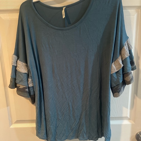 Camo Ruffle Top - Picture 2 of 6